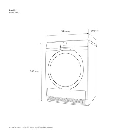 Máy sấy bơm nhiệt 8kg Electrolux EDH803Q7WB
